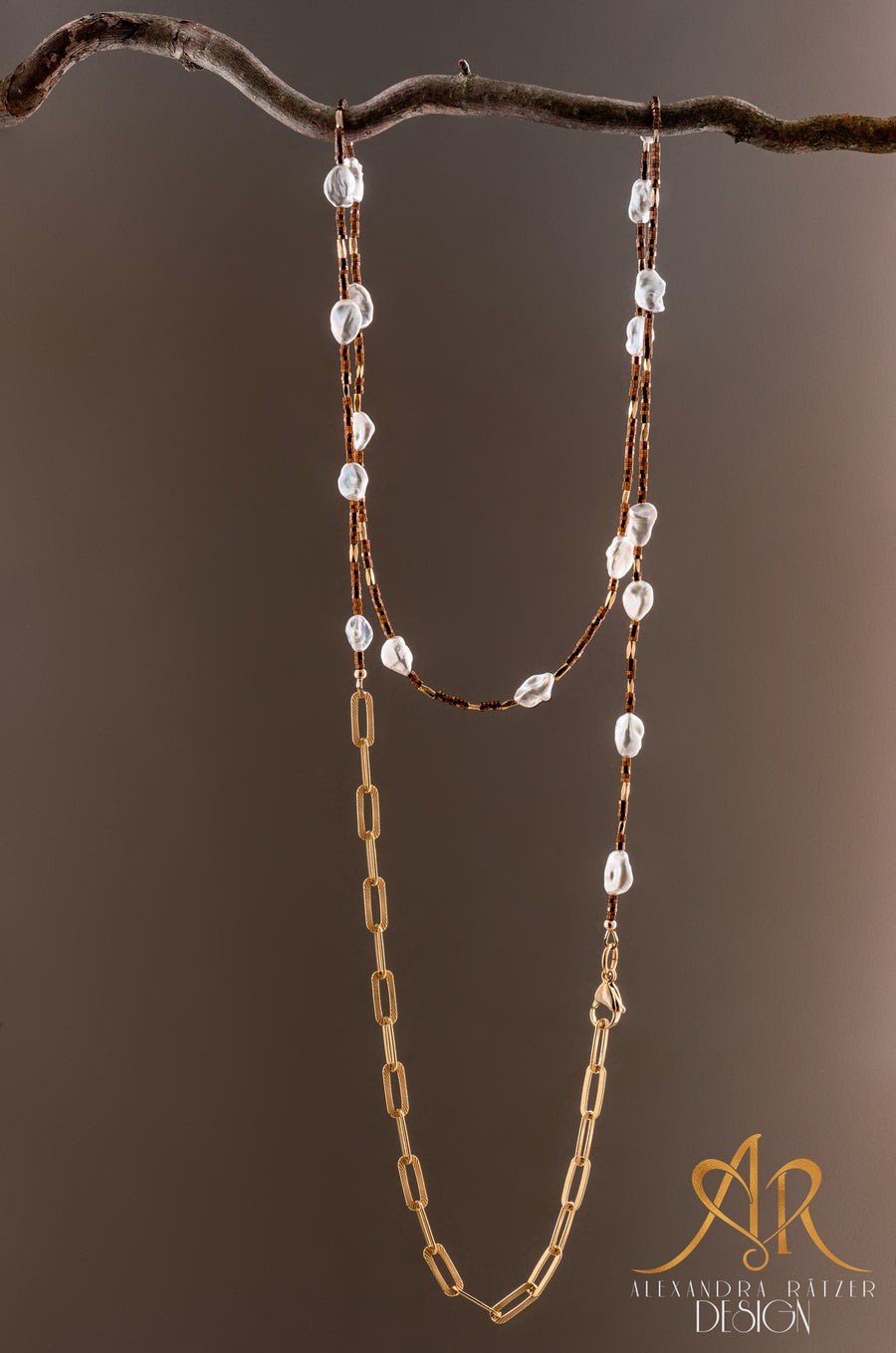 5 Stil Halskette & Armband Bronze Hämatit & Barockperlen