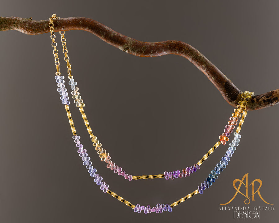 Regenbogen Saphir Halskette