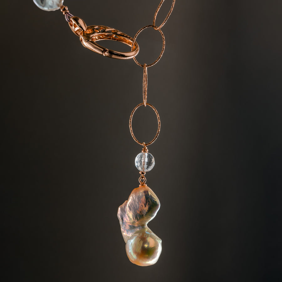 Rosé Gold Halskette mit Feuerball Perle