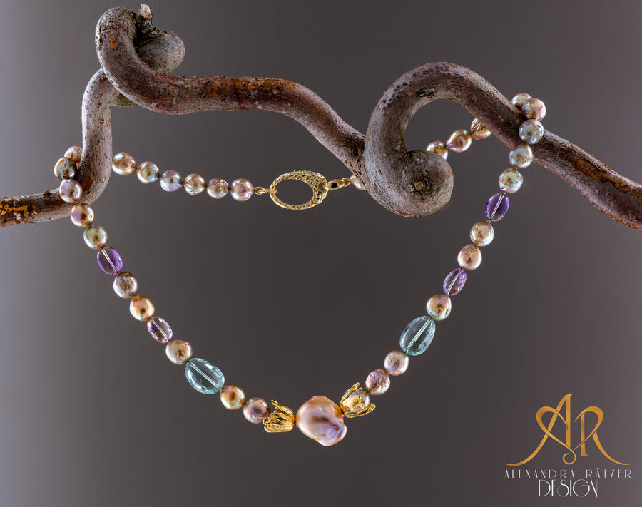 Art Nouveau Metallic Barock Perlenkette