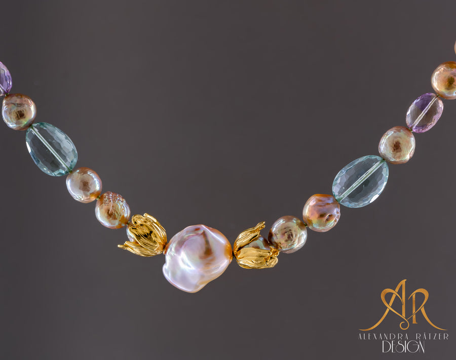 Art Nouveau Metallic Barock Perlenkette